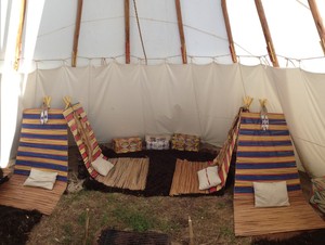 Traditional Tipis Pic 4 - Interior showing liner and traditional backrests