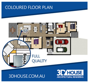 3D House Pic 5 - Coloured real estate floor plan