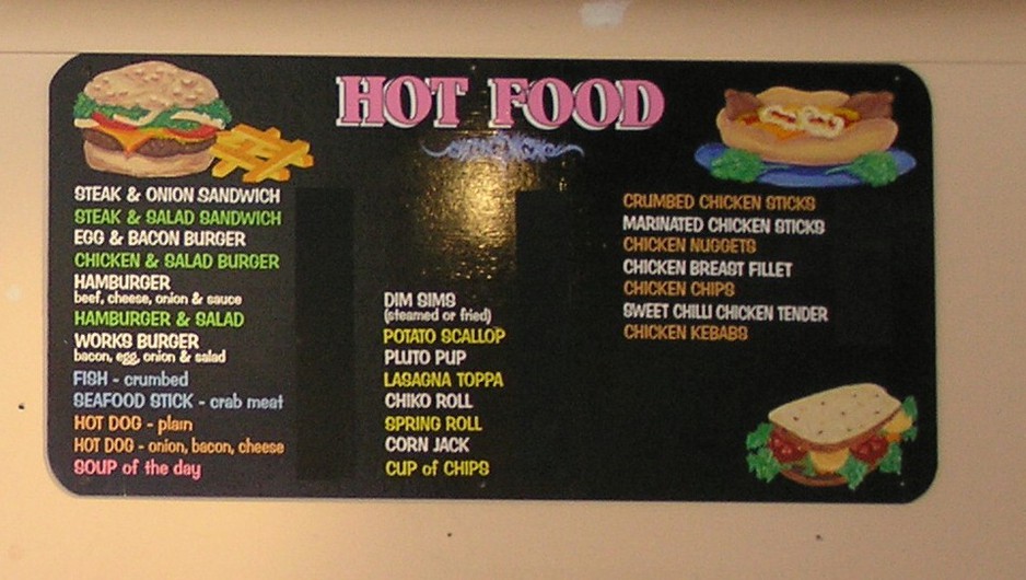 Perth Signs Pic 1 - menu with painted graphics