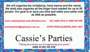 Cassie's Parties Pic 3 - Business Card