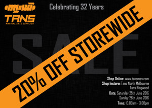 Tans Martial Arts Supplier Pic 4 - Two Days Two Stores ONE MASSIVE SALE