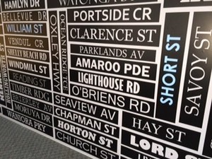 Tacking Point Real Estate Pic 4 - Montage of local street names feature in front of office