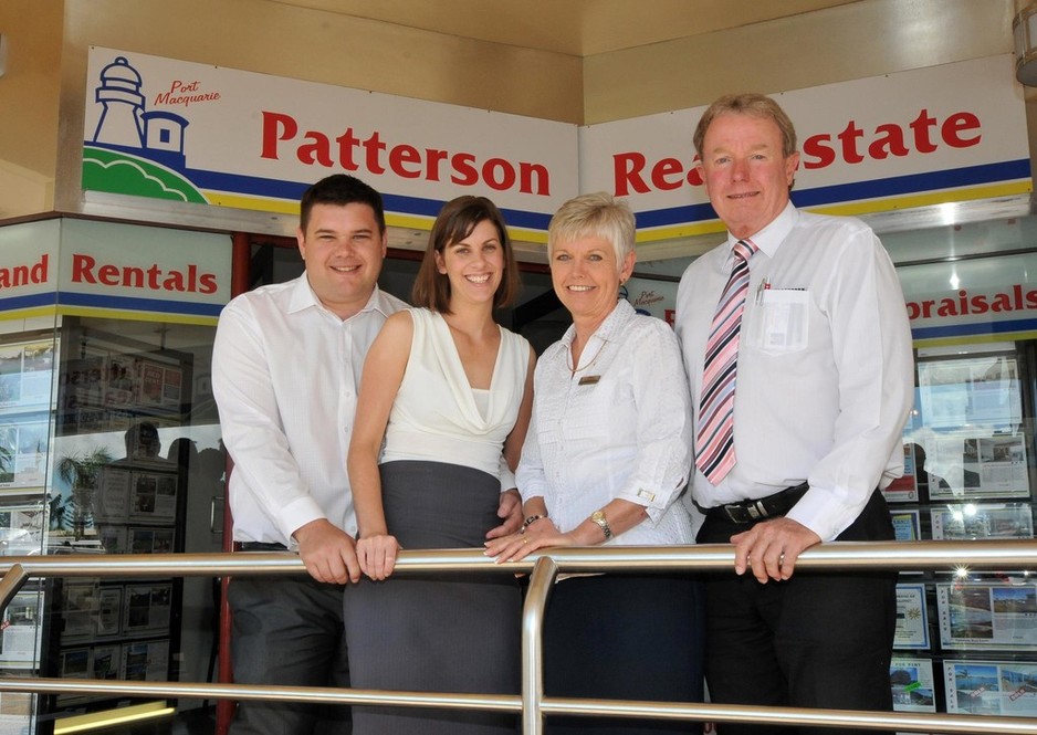 Tacking Point Real Estate Pic 1 - The old and the newPatterson Real Estate owners Jason Partridge and Nicky Davies with Rex and Helen Patterson