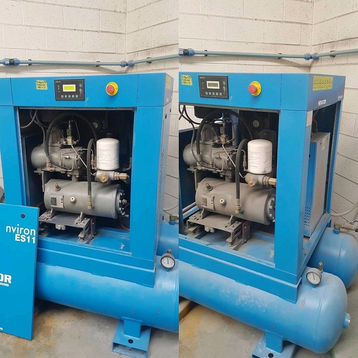 Bright Air & Power Pic 1 - Senator 11kw screw compressor before and after service