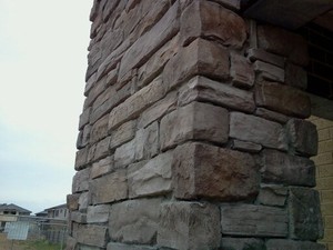 Ormescapes Landscape Construction Pic 4 - Stackstone column in manufactured stone