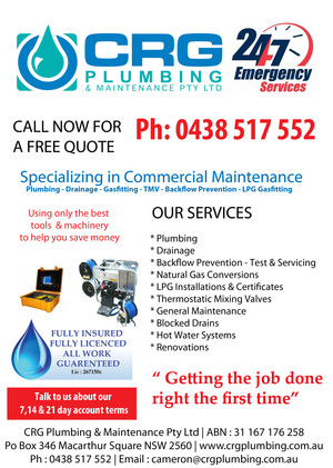 CRG PLUMBING & MAINTENANCE PTY LTD Pic 2 - CRGPLUMBINGSERVICES