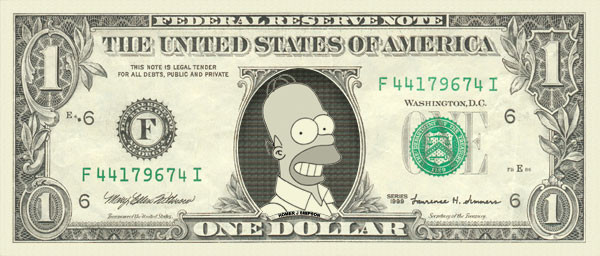 Celebrity-Cash-Australia Pic 1 - homer simpson dollar bill