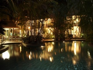 Port Douglas Retreat Pic 4 - Swimming pool at night