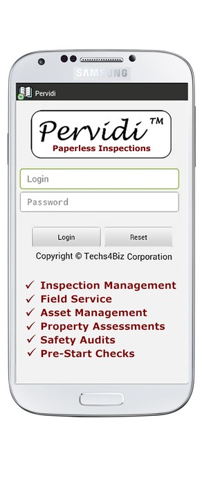 Pervidi Software (Techs4biz) Pic 1 - Paperless Inspection solution using mobile devices