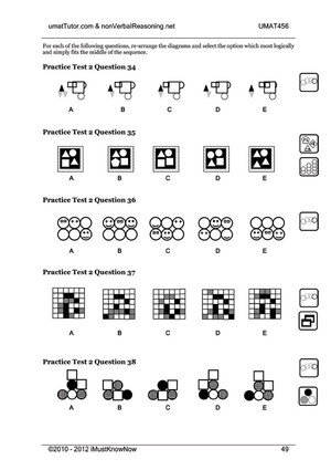 umat tutor Pic 5 - a page from umat456 UMAT text book showing some of the pick the middle questions the ones which students mostly find the hardest the code hint symbols in the first 2 tests