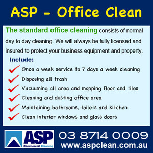 ASP Commercial Cleaning Pic 4 - ASP Standard Office Cleaning always be fully licensed and insured to protect your business equipment and property