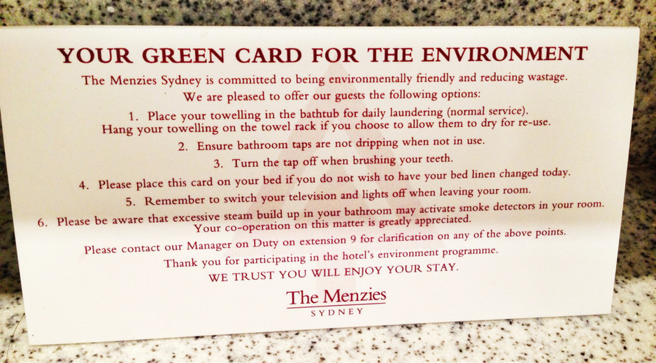 The Menzies Sydney Pic 1 - Menzies environment Green Card