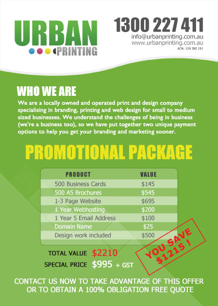 Urban Printing Pic 1 - Our Starters Package Promotional Flyer