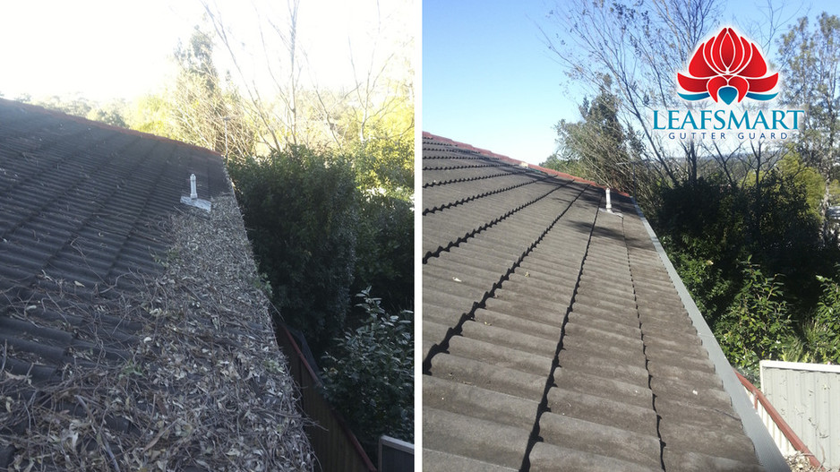 Leafsmart Gutter Guard Pic 1 - Before and after