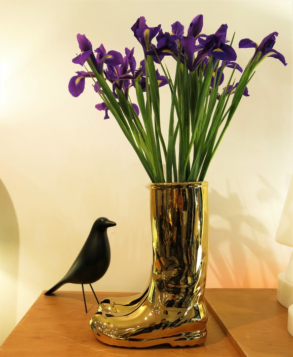 Modern Era Pic 1 - SELETTI limited edition gold rainboots vase Designed and made in ITALY