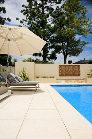 Customstone SA Pic 3 - White Sands Distinctive 800x400x40mm Bullnose Pool Coping and 600x600x40mm paving