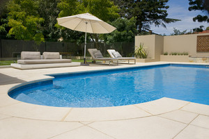 Customstone SA Pic 4 - White Sands Distinctive 800x400x40mm Bullnose Pool Coping and 600x600x40mm paving