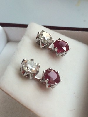 Linela Fine Jewellery Pic 2 - 18 carat white gold Diamond stud earrings with removable Ruby set drops