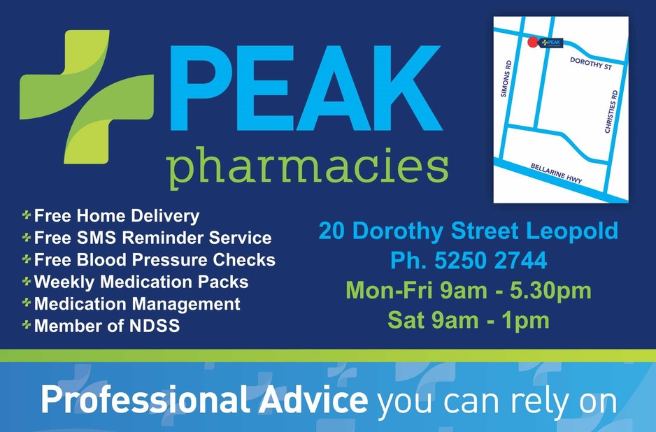 Peak Pharmacy Leopold Pic 1 - Peak Pharmacy Leopold is located at Dorothy St Leopold Easy parking convenient friendly shopping strip