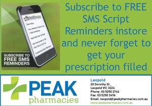 Peak Pharmacy Leopold Pic 3 - Subscribe to free SMS reminders at Peak Pharmacy Leopold