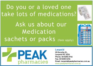 Peak Pharmacy Leopold Pic 4 - Do you or a loved one need help managing your medications Travelling and want the convenience of medication sachets or packs Talk to us at Peak Pharmacy Leopold