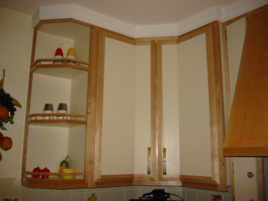 Cytel Automation Pic 1 - kitchen corner unit with cranked doors lipped with solid maple timber