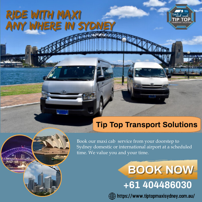 Tiptop Transport Solutions Pic 1 - Maxi Sydney a specialist Taxi expert association in Sydney gives Upto 11 Seater and 7 seaters Maxi Cab and Taxi all around Sydney city Book our maxi taxi organization from your doorstep to appear at Sydneys local or worldwide air terminal