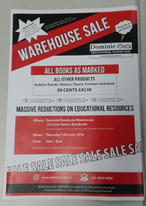 Dominie Educational Superstore Pic 1 - Dominie Educational Superstore massive 1 day sale 14th July 9am to 3pm 23 Cross Street Brookvale2100