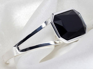 Bead Studio Pic 2 - Classic cuff bracelet stunning Swarovski jet crystal