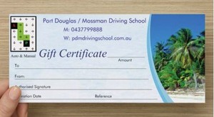 Port Douglas & Mossman Driving School Pic 2 - Purchase a voucher for a lesson ideal birthday graduation or Christmas present Available on line at pdmdrivingschoolcomau