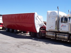 Perth Vinyl Welding Pic 4 - PVC tarp on a side tipper Our pvc tarps are fully welded for strength