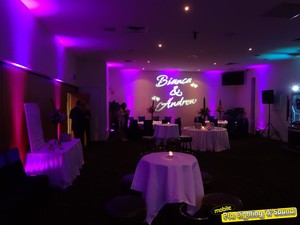 Mobile Pro Lighting 'n' Sound Pic 5 - Custom gobo and uplighting for a reception