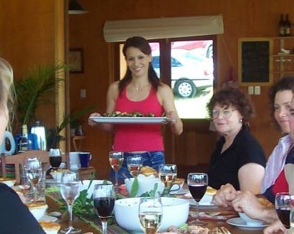 Worendo Bed and Breakfast Cottages Pic 1 - great south east presenter sophie formica serving lemon myrtle skewers at the end of another tastbud tantalising wild lime cooking school