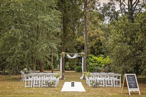 Iris Park Garden Weddings Pic 3 - Ceremony setup in the woodlands