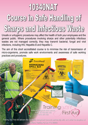 Adopt-A-Defib Pic 2 - 10340NAT Course in Safe Handling of Sharps and Infectious Waste accredited course offering a statement of attainment that can be delivered and assessed in half a day