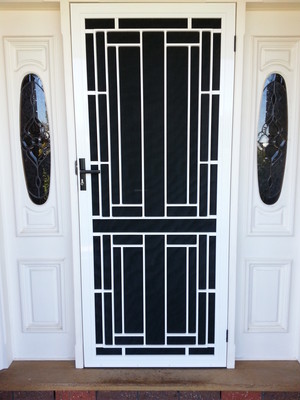 Kialla Glass & Leadlights Pic 2 - Custom made an fitted Security doors Many designs and colors to choose from