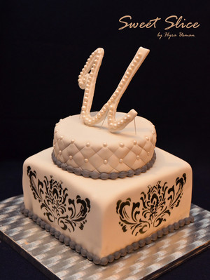 Sweet Slice Pic 3 - Elegant Birthday Cake with Initial as cake topper Mocha flavor