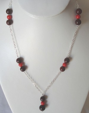 Baublez Pic 2 - autumn jasper sea bamboo sterling silver figaro chain necklace