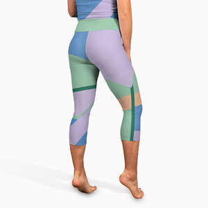 Matcha and Ink Pic 5 - Pastel geometric yoga capris