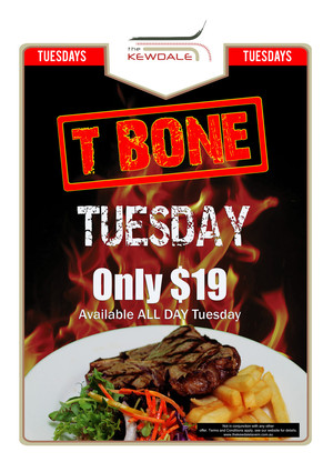 The Kewdale Tavern Pic 2 - TBone chips and salad 19 all day Tuesdays