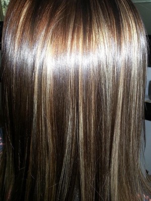 Simply Beautiful Hair Pic 4 - blonde highlights with a rich copper brown semi colour