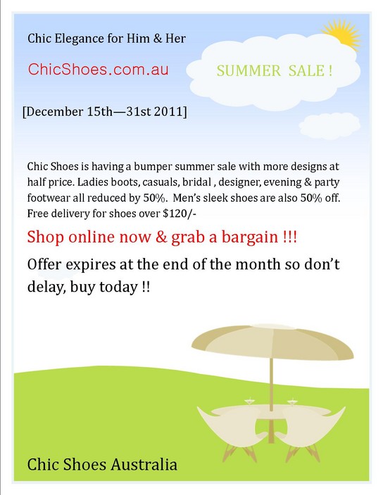 Chic Shoes Pic 1 - ChristmasSummer Sale Flyer