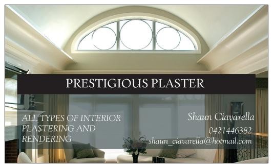 PRESTIGIOUS PLASTER Pic 1 - BUSINESS CARD