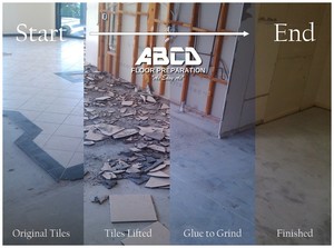 ABCD Floor Preparation Pic 2 - Tile Uplift from start to finish