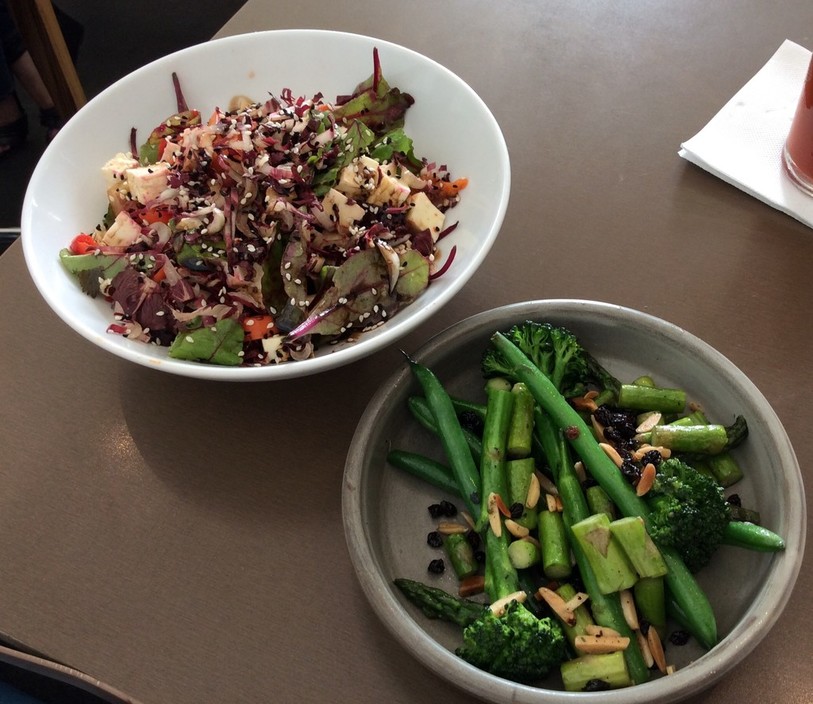 Cream Cafe And Bar Pic 1 - Roasted Vegetable Salad with Haloumi Steamed Greens