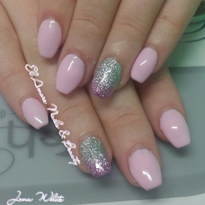 El Amore Nails & Beauty Pic 1 - Full set acrylics with gel colour overlay glitter ombre feature nails