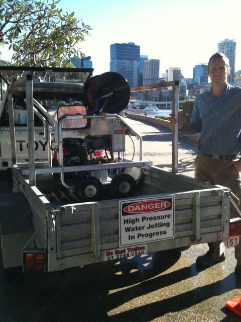 Shane Taylor Plumbing Maintenance Pic 1 - Shane with Hydrojetting Machine at Southbank Clears all blocked drains