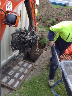 1 In 50 Excavations Pic 3 - stormwater side entry pit clean this one was chockers it would have taken two people over 34 of an hour whereas it took ten minutes and no needle stick