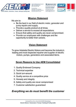 AEM Consolidated Pty Ltd Pic 3 - Vision Statement