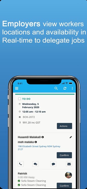 OctopusPro Pic 3 - employers view workers location and availability in realtime to delegate jobs
